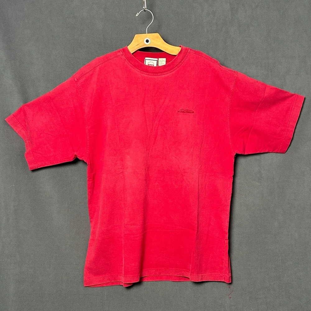 Vtg 90s Levis T-Shirt Mens Large Red Crew Neck Cotton Chest Spellout Logo